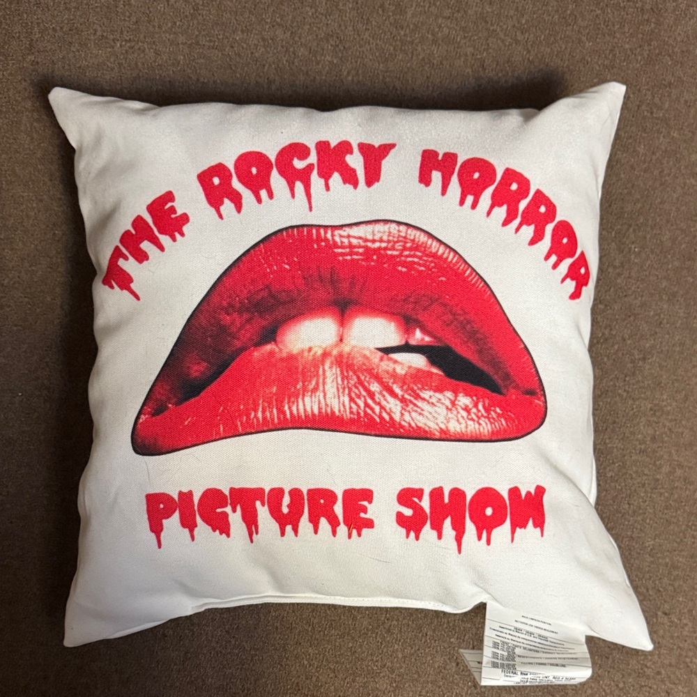 Rocky Horror Picture Show poster lips logo throw pillow 15x15 50th anniversary
